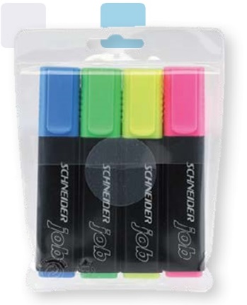 סט 4 עטי הדגשה בנרתיק SCHNEIDER