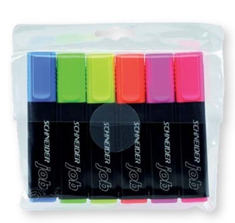 סט 6 עטי הדגשה בנרתיק SCHNEIDER