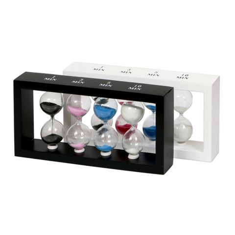 שעון חול עץ 4 מבחנות.  1/3/5/10 דקות.
