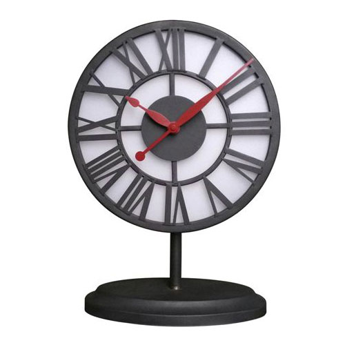 שעון שולחני מתכתי עם תאורת LED פנימית. 
27.5 ס