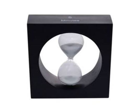 שעון חול מעוצב מעץ, ל-5 דקות. 
מידות: 12.5x4.5x12.5 ס