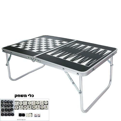 שולחן משחק מתקפל PLAY & CAMP.
שולחן קמפינג יציב וקל לנשיאה – עם לוחות משחק לשחמט, שש-בש ודמקה + ערכת כלים כלולה.
מתקפל בקלות עם ידית נשיאה.