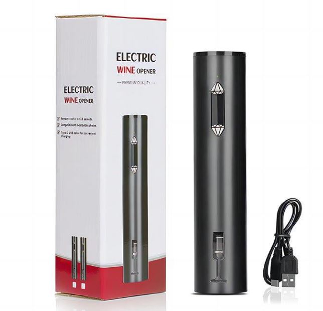 פותחן בקבוקים חשמלי - נטען USB.
פותחן יין אלגנטי ופשוט לשימוש, פועל בלחיצת כפתור
ומופעל באמצעות טעינת USB. 
כולל חותך רדיד.