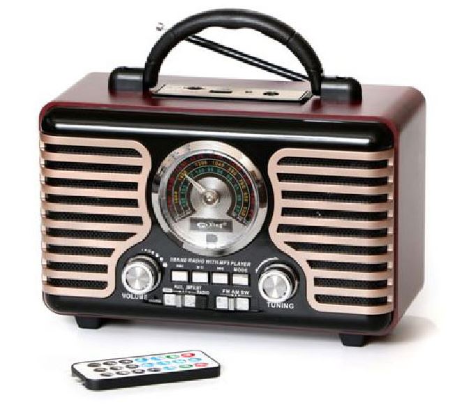 מיוזיק בוקס בעיצוב רטרו.
BT.
רדיו AM/FM.
קורא כרטיסי זכרון.
נטען על ידי חשמל.