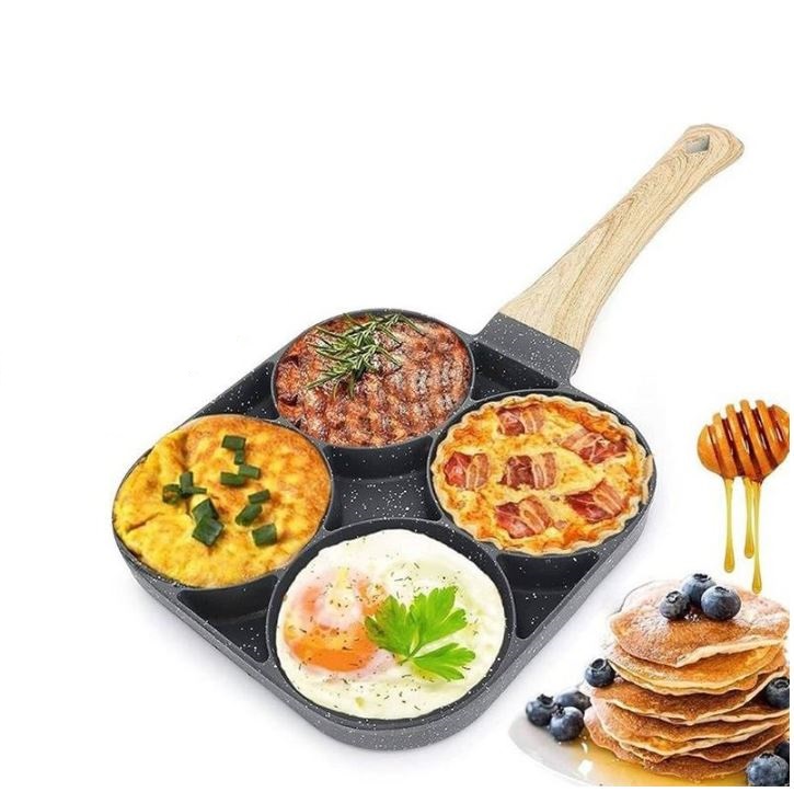 מחבת מולטי שף 4 ב - 1. 
מחבת 4 תאים בציפוי אבן שיש עם ידית דמוי עץ. 
מושלמת להכנת ביצים, פנקייקים או מנות אישיות בצורה אחידה ונוחה.   