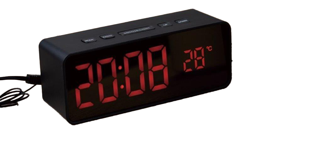 רדיו שעון. 
שעון מעורר דיגיטלי.
ספרות לד גדולות במיוחד.  
2 רמות בהירות.
בחירה שעון 12 או 24 שעות. 
כולל מצב נודניק. 