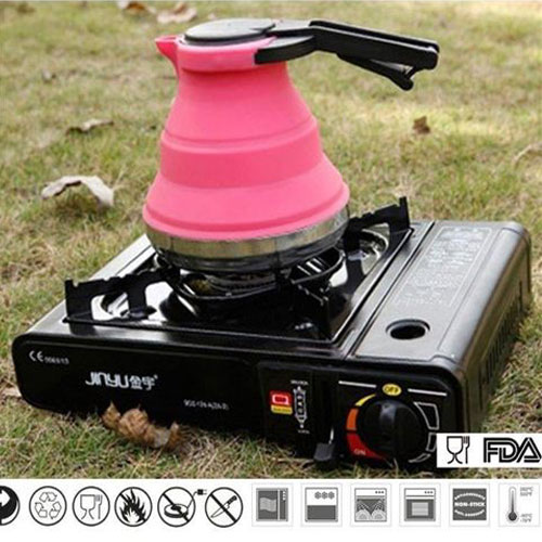 קומקום מתקפל עשוי מסיליקון נוח לנשיאה, קיבולת 1.5 ליטר.