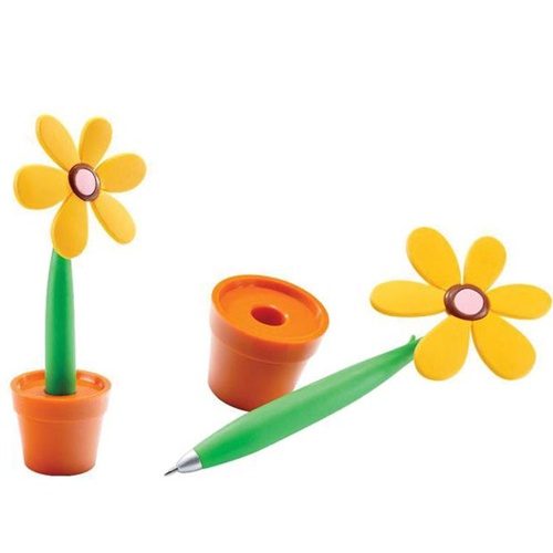 עט פרח עם עלי כותרת בעציץ 