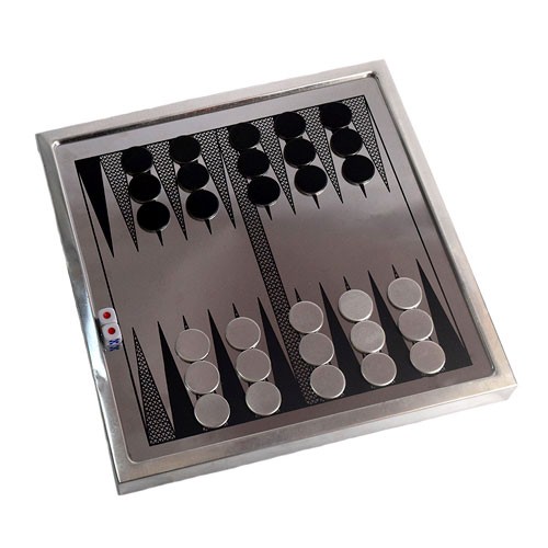 משחק שש בש אלומיניום מגנטי מהודר 25x25 ס