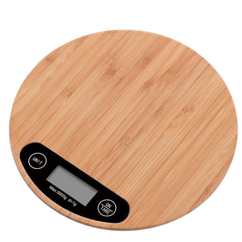 משקל מטבח עגול מבמבוק.