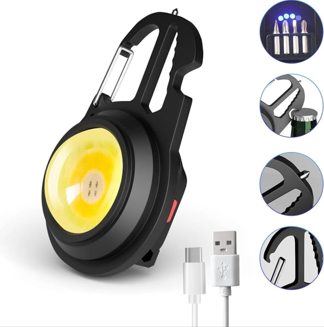 פנס פונקציונאלי נטען, מספר מצבי תאורה. 
תאורה אדומה/שאקל, מגנטי/סט מברגים. 
לפנס מחזיק המפתחות יש LED עוצמתי המספק תאורה של 500 לזמן במקסימום תוך שמירה על הגודל הנייד והעיצוב המינימליסטי.
עיצוב קל משקל - מיני פנס: הגודל הוא 95x31x57 מ