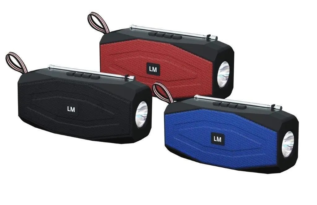 רמקול Bt עם פנס. 
עם רדיו ואנטנה חיצונית. 