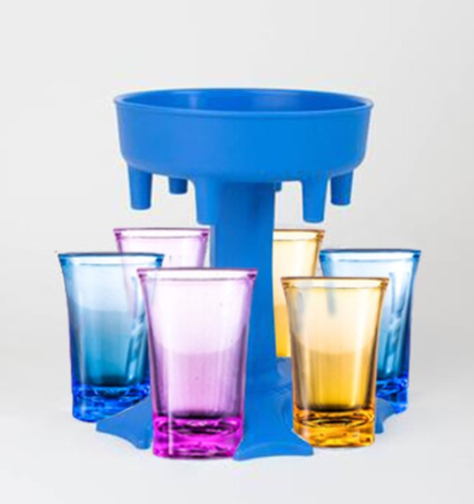 מחלק שוטים ל‐6 כוסות. 
מתקן ייחודי למזיגה שווה ומהירה של משקה, כולל מעמד
לכוסות צ