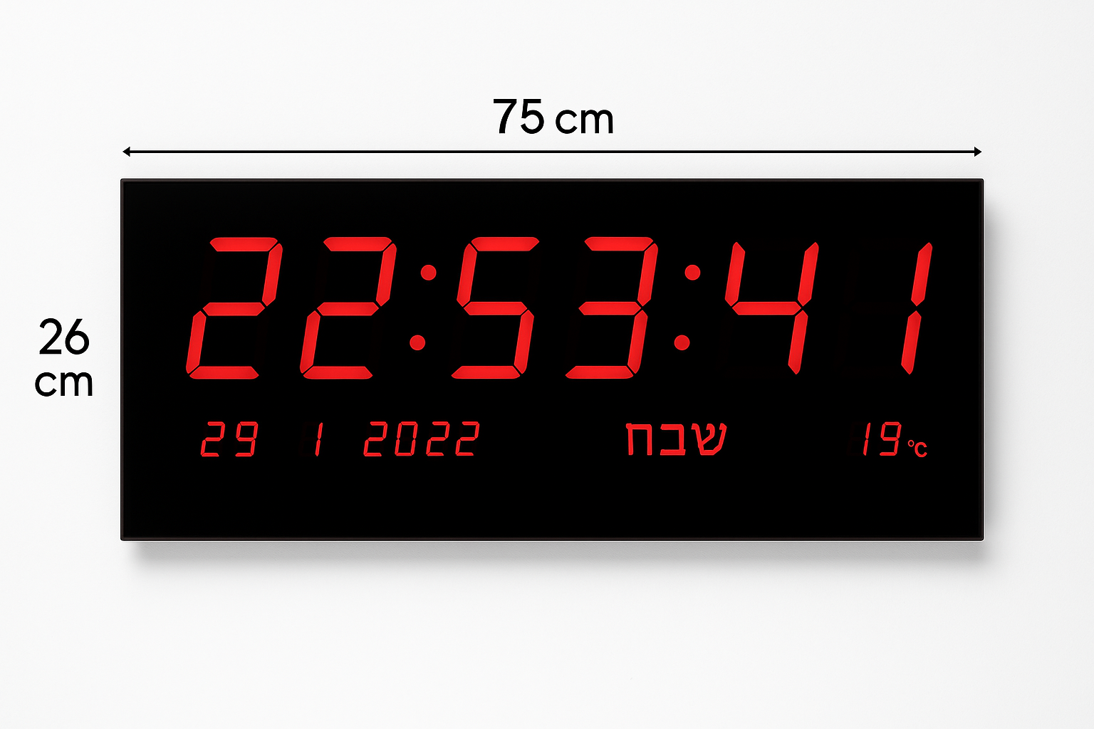 שעון קיר דיגיטלי 75x26 ס