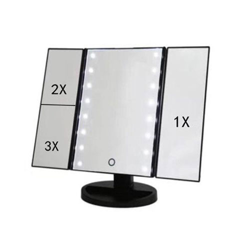 מראת שולחן מגדילה LED.  
מראה היקפית מגדילה עד פי 3. 
כולל תאורת LED לתאורת פנים. 
ניתנת לקיפול ופתיחה. 