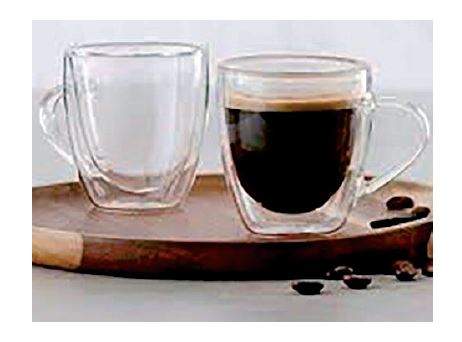 זוג כוסות דופן כפולה לאספרסו עם ידית. 
קיבולת 100 מ