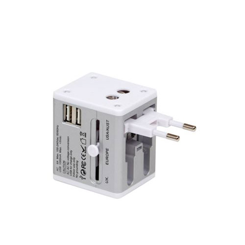 מתאם אוניברסאלי. מתאם לארצות הברית. סין ואנגליה- אוסטרליה. 
מגיע עם שתי כניסות USB.
