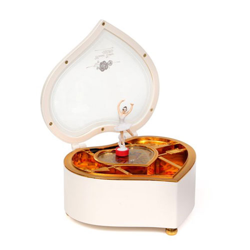 קופסת תכשיטים מנגנת לב, בלרינה רוקדת.
גודל: בינוני