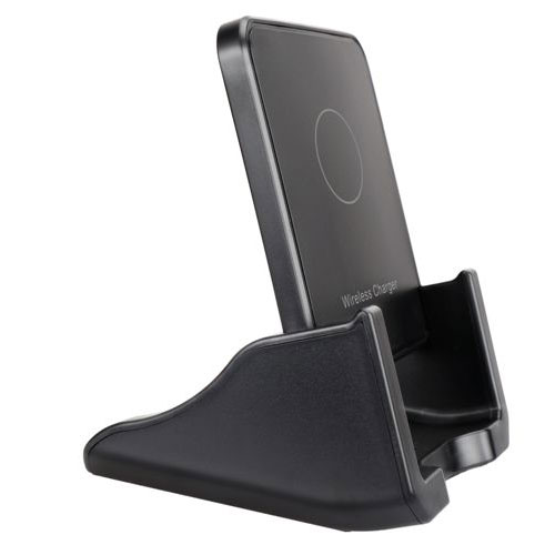 משטח טעינה אלחוטי 10W, עם אפשרות להוציא את המשטח ולהניחו על השולחן ללא המעמד. 
גודל 10x8x12 ס