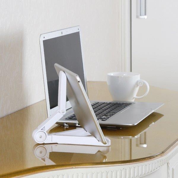 מעמד לנייד מתכוונן לגודל מסך 4-9.7 אינץ בסיס מובנה מתכת. 
מידות: 18x2.6x3.2 ס