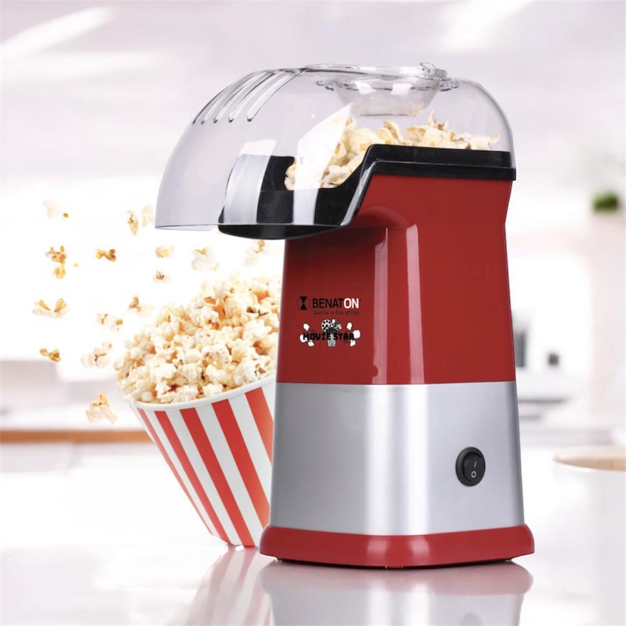 מכונת פופקורן חשמלית איכותית בהספק W1200 להכנה מהירה ללא שמן לשימוש קל ובריא. 
מגיעה עם מכסה ומד מדויק.  