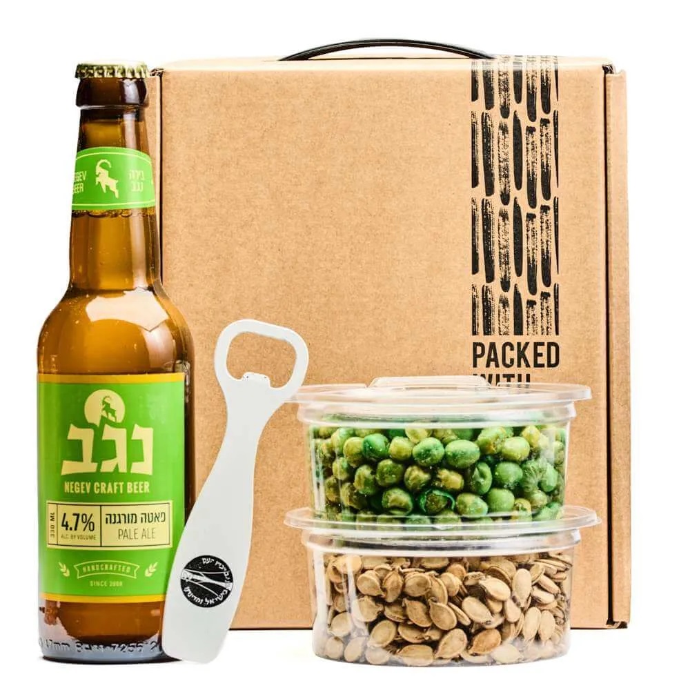 חיבור לטבע - מארז בירה ופיצוחים הכולל:
בירה נגב פאטה מורגנה 330 מ