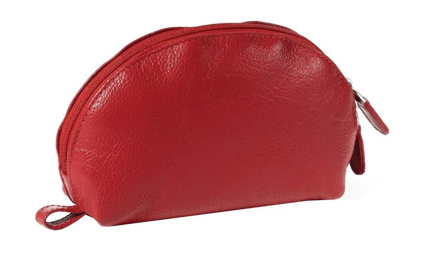 תיק איפור קטן מעור נאפה. 