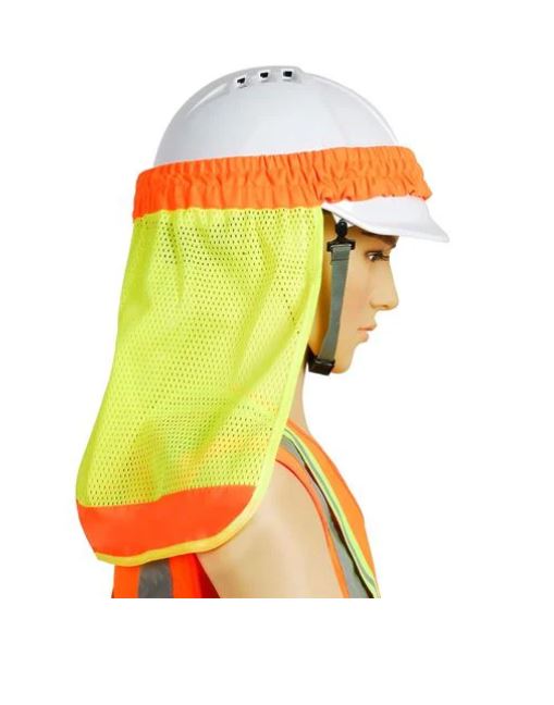 מגן עורף מקצועי.
מגן עורף הנלבש מעל קסדה או כובע.
מגן על העורף מפני השמש.
עשוי בד רשת מאוורר.
סרט אלסטי נמתח ומתלבש על הקסדה ומתאים ללבישה מעל כל קסדה.