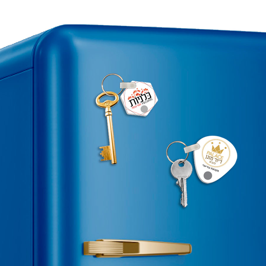 מחזיק מפתחות עם מגנט.
מגנט חזק להחזקת לצרור מפתחות גדול.
הדפסה צבעונית, כולל חיתוך צורני של הלוגו.
עשוי פרספקס 3 מ