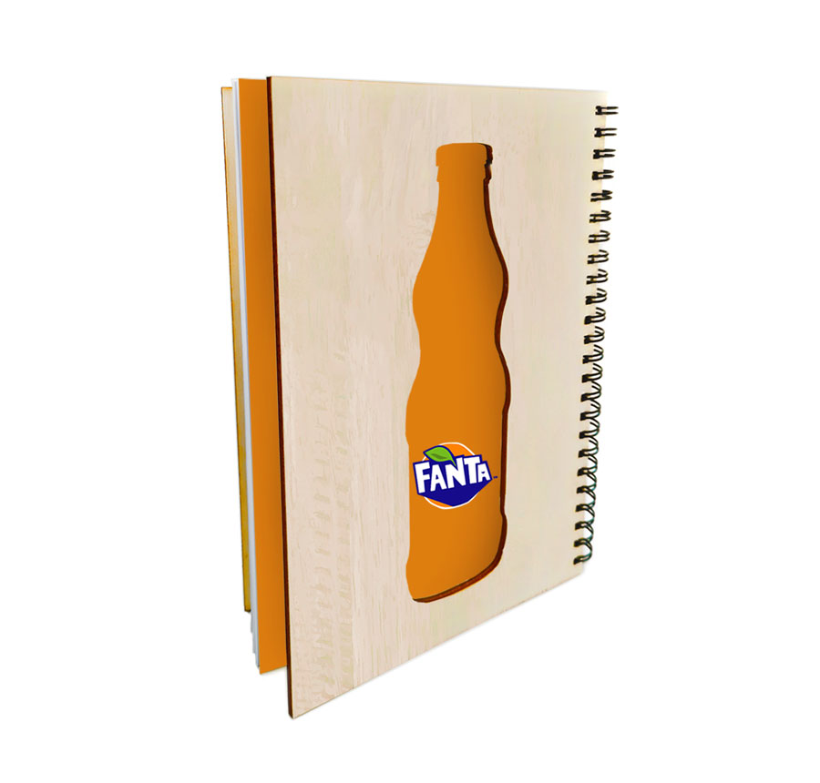 מחברת A5 ספירלה עץ בחיתוך לייזר. 
מחברת עץ עובי 3 מ