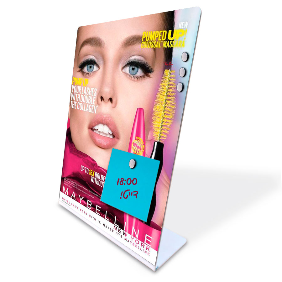 לוח מודעות מגנטי לשולחן 21x15x6 ס”מ. 
עשוי פלסטיק ממגנט. 
מגיע עם 4 מגנטים. 
