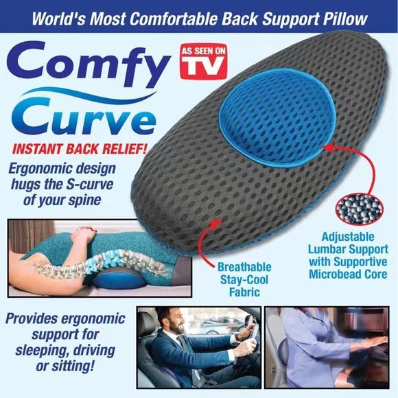 כרית ארגונומית לגב תחתון בשינה/ישיבה – COMFY CURVE.  
כרית מיוחדת  46×24 ס”מ, עובי 2.5-6 ס