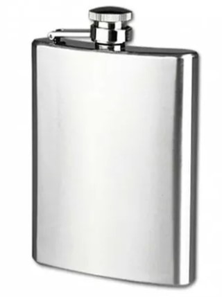 פלאסק נירוסטה מהודר מוכסף. 
בקבוקון אישי אלגנטי לנשיאת משקאות חריפים, עמיד וקל
לנשיאה.
קיבולת 8 OZ.