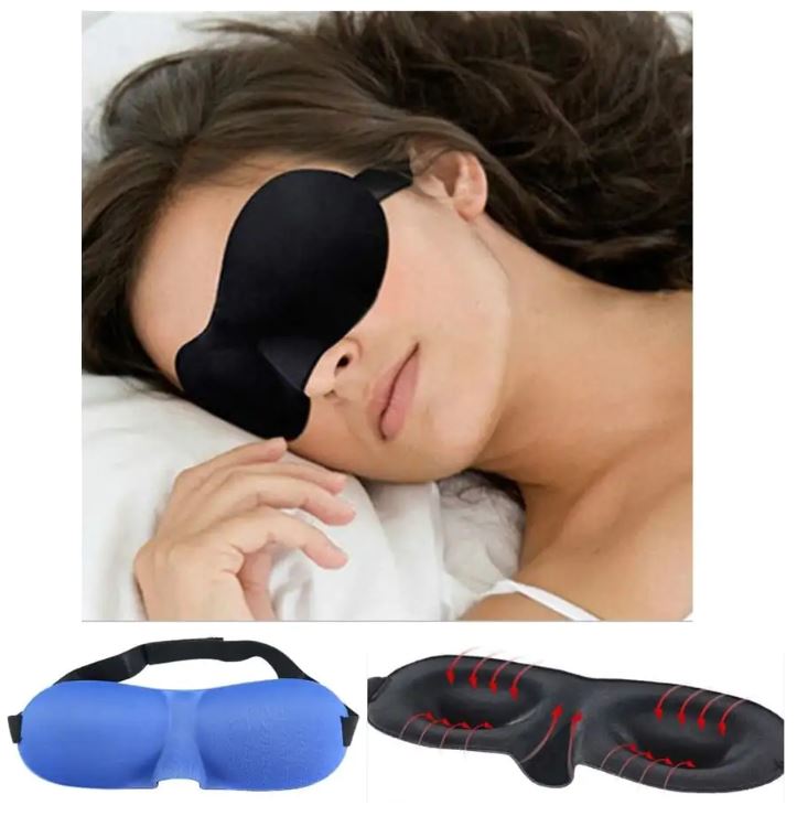 כיסוי עיניים תלת מימד מאוורר 3D. 
מידה: one size. 
בעל קימורים באזור כריות העיניים, מאפשר לכם למצמץ או לפתוח עיניים מבלי להרגיש מגע של בד על העיניים ובנוסף שומר על האיפור ואינו מועך את הריסים.