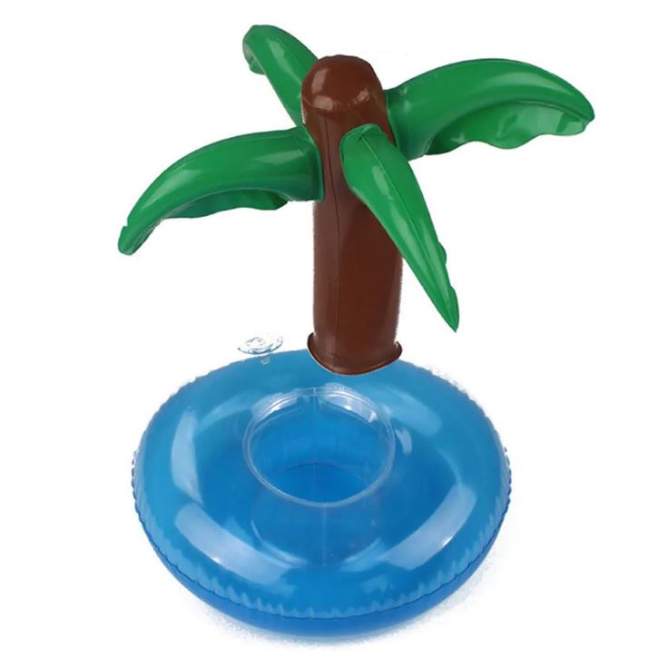 מחזיק כוסות מתנפח לבריכה בעיצוב עץ דקל. 
גודל חיצוני: 21x24 ס”מ. עשוי מ-pvc. 