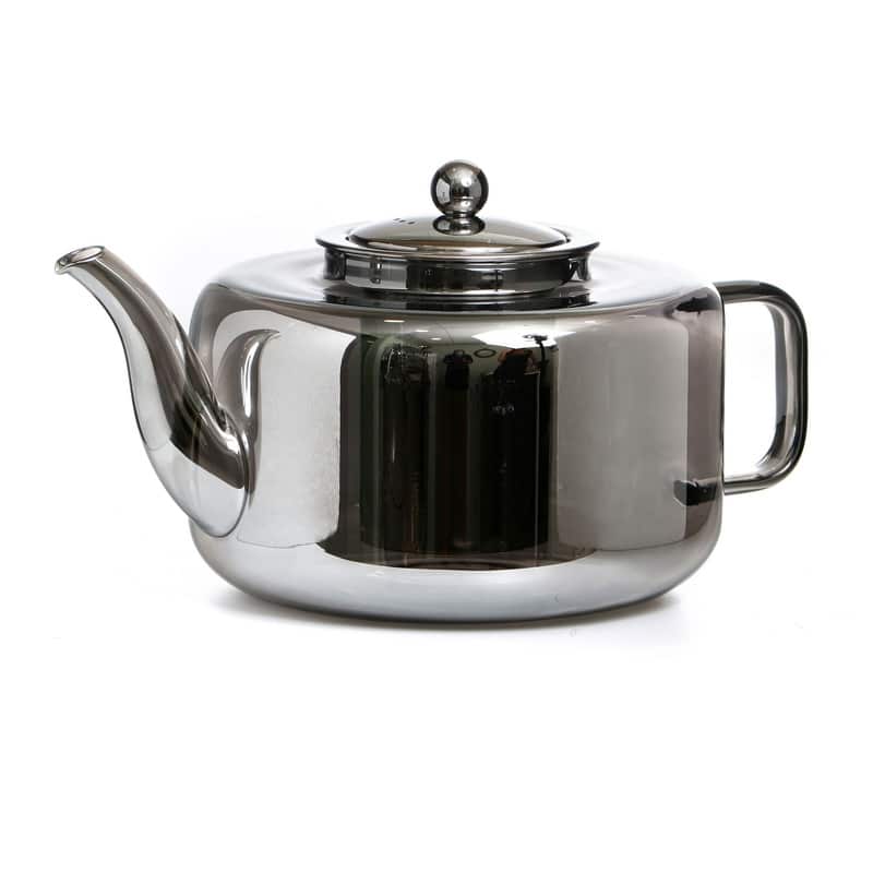 קומקום תה זכוכית אפורה מכסה/מסנן 2 ליטר. 
