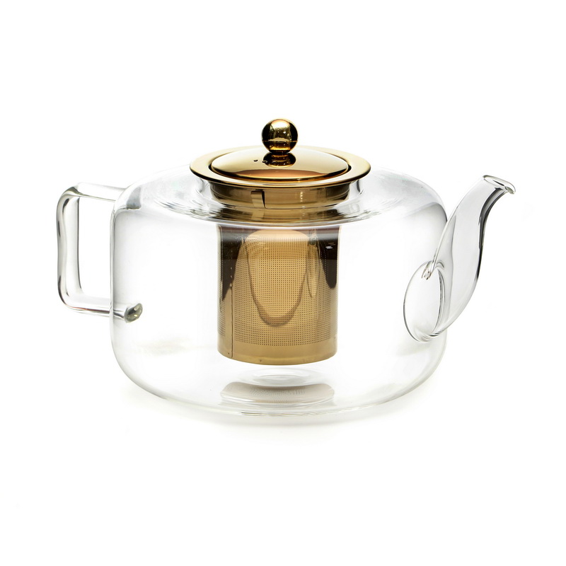 קומקום תה זכוכית מכסה מסנן זהב 2 ליטר. 
