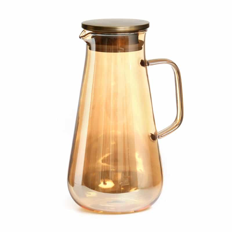 קומקום זכוכית אמבר מכסה מסנן זהב, 1.5 ליטר. 
