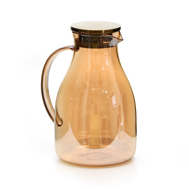 קומקום זכוכית אמבר מכסה מסנן זהב, 2 ליטר. 
