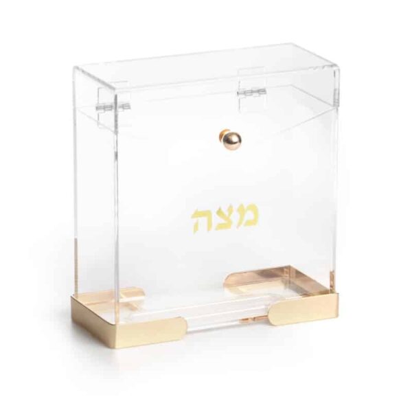 מעמד למצה אקרילי מסגרת זהב ומכסה 20x9 גובה 20 ס”מ. 