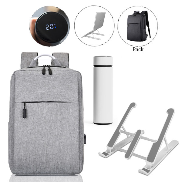 בקט MVCOMBO - סט מתנה הכולל:
אימפרס - תיק גב מעוצב עם תא ללפטופ ושקע USB.
טופיק - סטנד מתקפל למחשב נייד ולפטופ.
תרמוצג - בקבוק תרמי חכם עם צג טמפרטורה דיגיטלי המופעל בלחיצה.