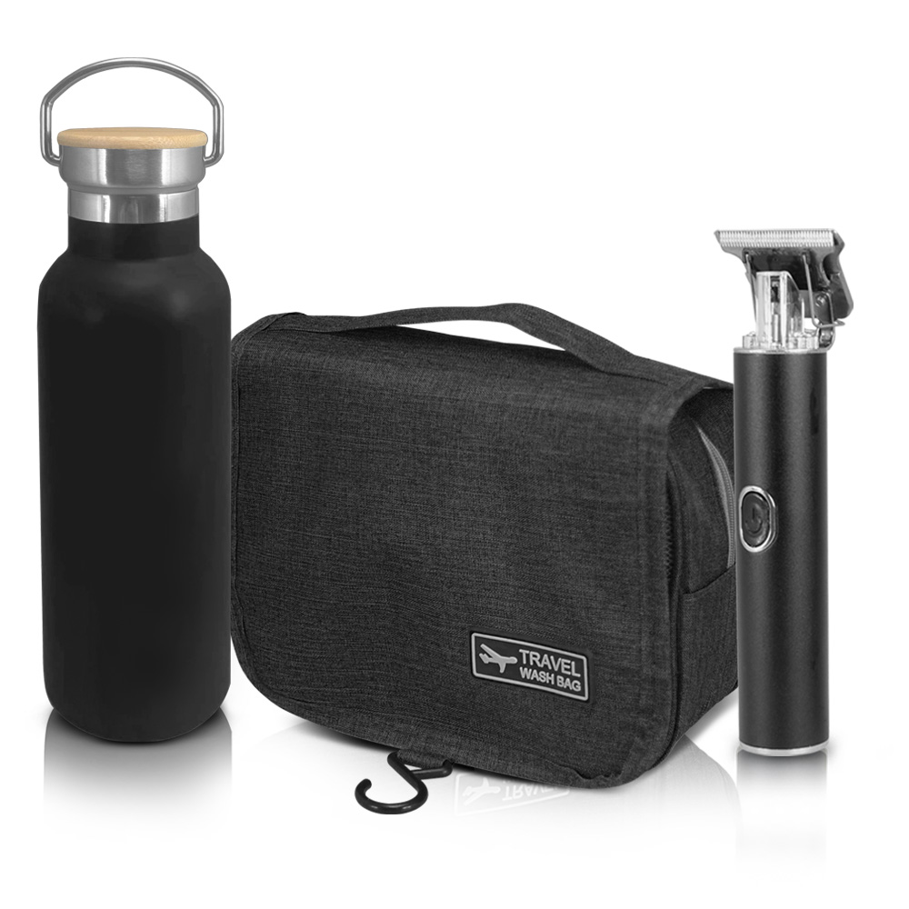 סט מתנה הכולל:
מכונת תספורת וזקן נטענת.
תיק כלי רחצה עשוי אריג דו גווני.
בקבוק נירוסטה תרמי עם ידית נשיאה.