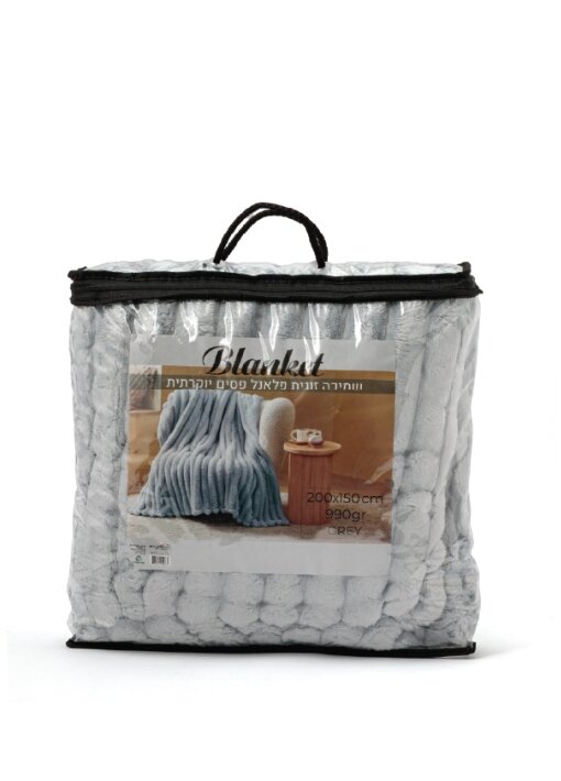 שמיכה זוגית פלאנל פסים יוקרתית 200x150 ס״מ, 
900 גרם.