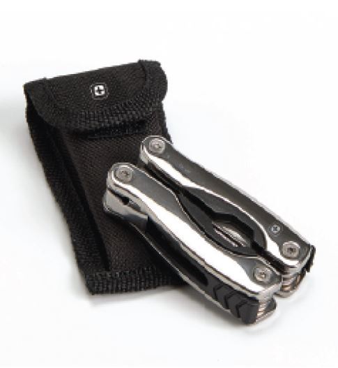 מיני רב אולר MULTI TOOL SWISS.  
מידות: 7x3x1.5 ס״מ. 
עשוי נירוסטה עם ציפוי התזה בשחור/נירוסטה טבעי מלוטש. פונקציות: פלאייר, קאטר, קוצץ וחושף חוטים, משייף, פותחן קופסאות שימורים, מסור, פותחן בקבוקים, סכין, מברג פיליפס, מברג מינוס. 
