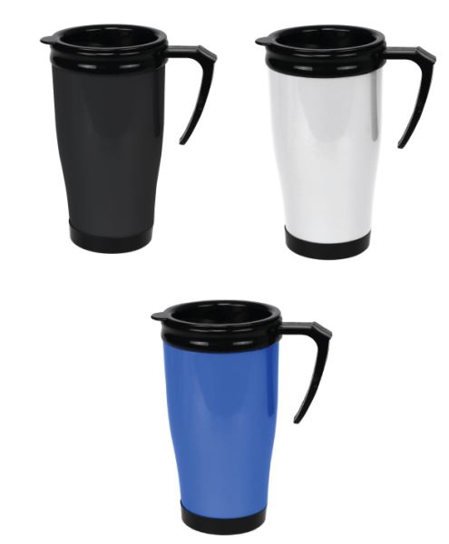 כוס תרמית דופן כפולה עשויה פלסטיק קשיח. 
נפח 0.5 ליטר. 