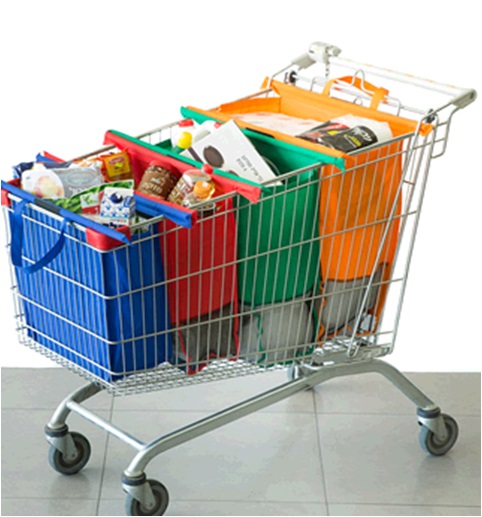 סט 3 תיקי קניות + תא ציידנית, עם פטנט מובנה לעגלת קניות.
מבד ממוחזר איכותי. 