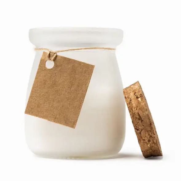 נר ריחני בכלי זכוכית עם מכסה שעם, 7.6x5.6 ס