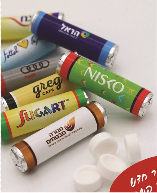 גליל סוכריות מרעננות מנטה ממותג
9 סוכריות בגליל