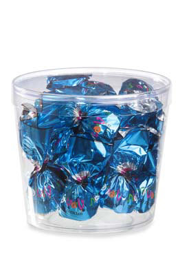 מארז שקוף עגול המכיל 18 שוקולדים. 
גודל המוצר: קוטר 12 גובה 10 ס״מ. 