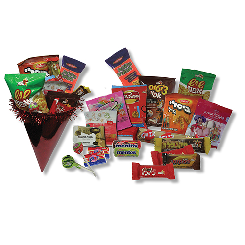 כובע ליצן במילוי ממתקים.  
מכיל: ציטוס, תפוצ